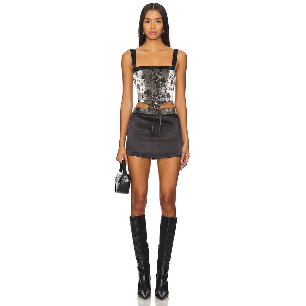 REVOLVE More to Come Celeste Corset Style Tie‎ Front Top in Black XS NEW - Picture 10 of 10
